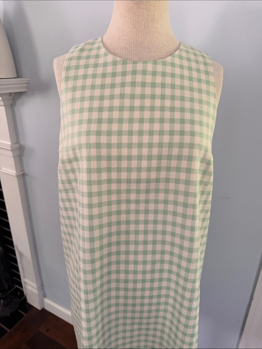 Tuckernuck mint green & white Gingham Mini Dress green check print NEW Size L - Picture 12 of 13
